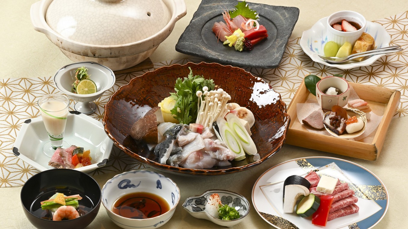 地元の恵みを味わう食体験〜地元産ふぐ鍋と能登牛懐石プラン