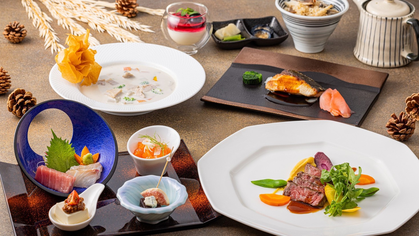 「和-fusionの夕食」KIWAMIディナーと温泉で極楽なひと時を 〜casual〜