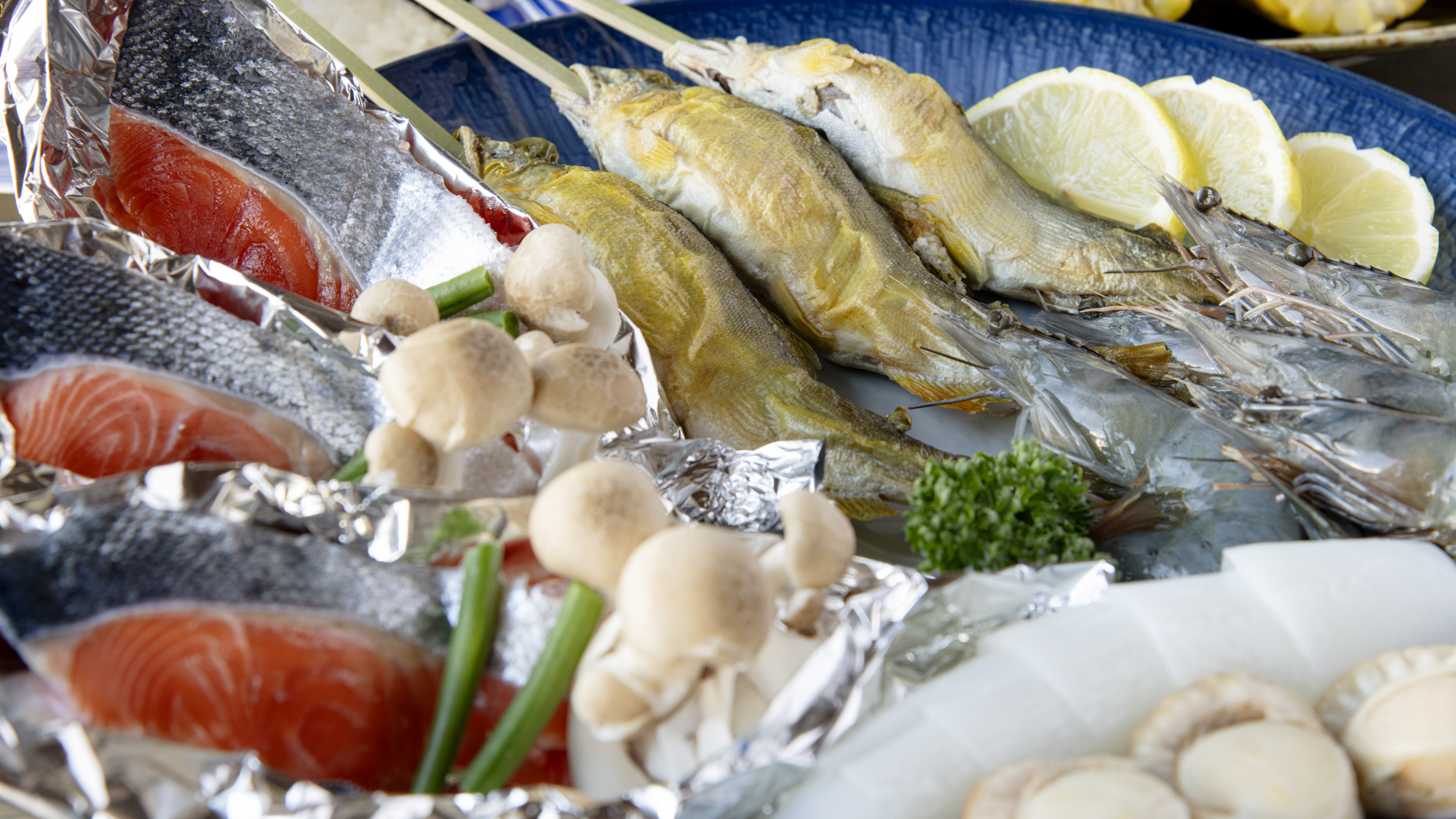 *【シーフードセット一例】新鮮な海の幸をリーズナブルに楽しめます。