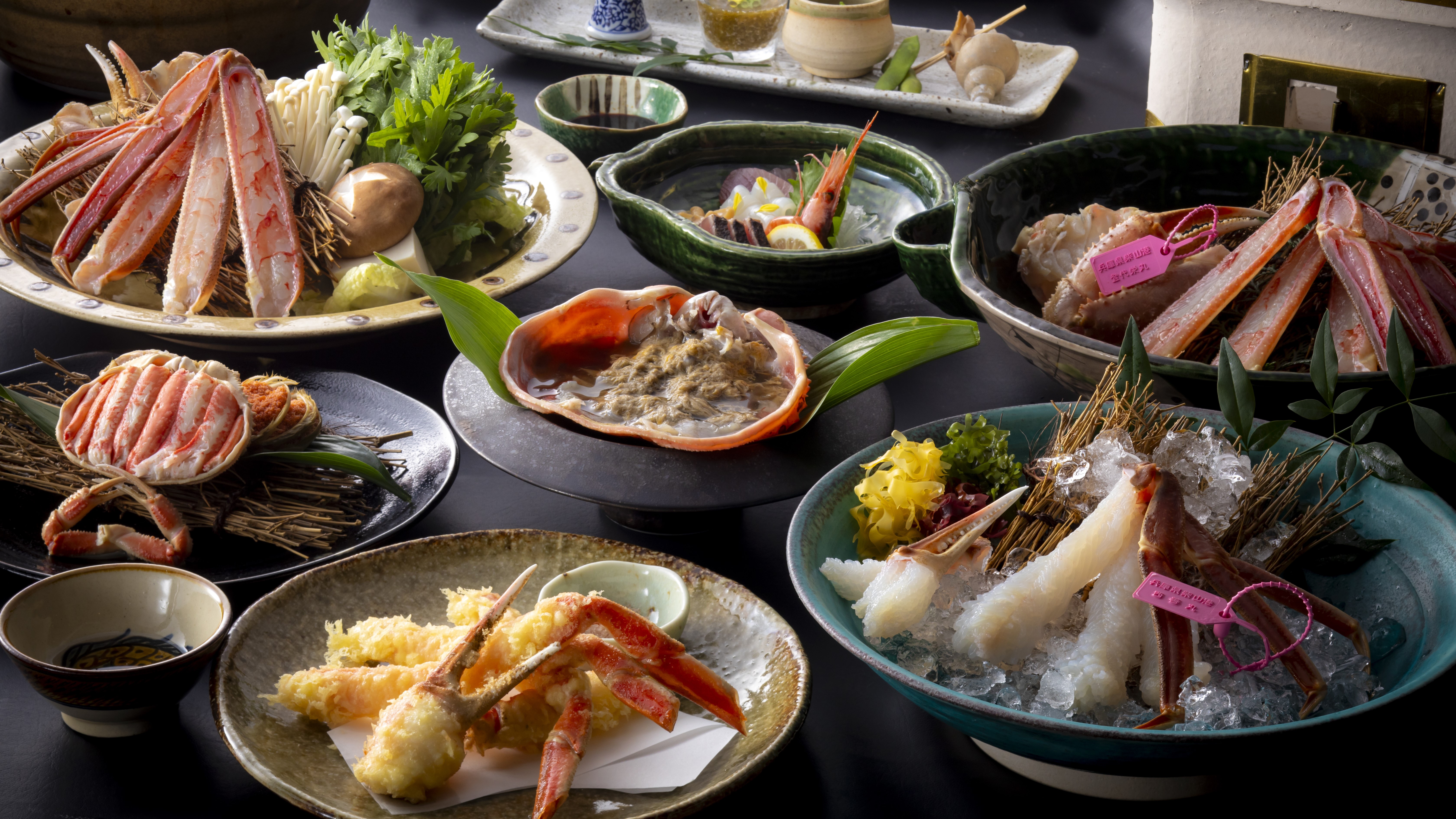 【冬・活松葉蟹尽くし◆1人1.5杯使用】活松葉蟹刺し・活松葉蟹の炭火焼き・活松葉蟹のお鍋で活蟹を堪能