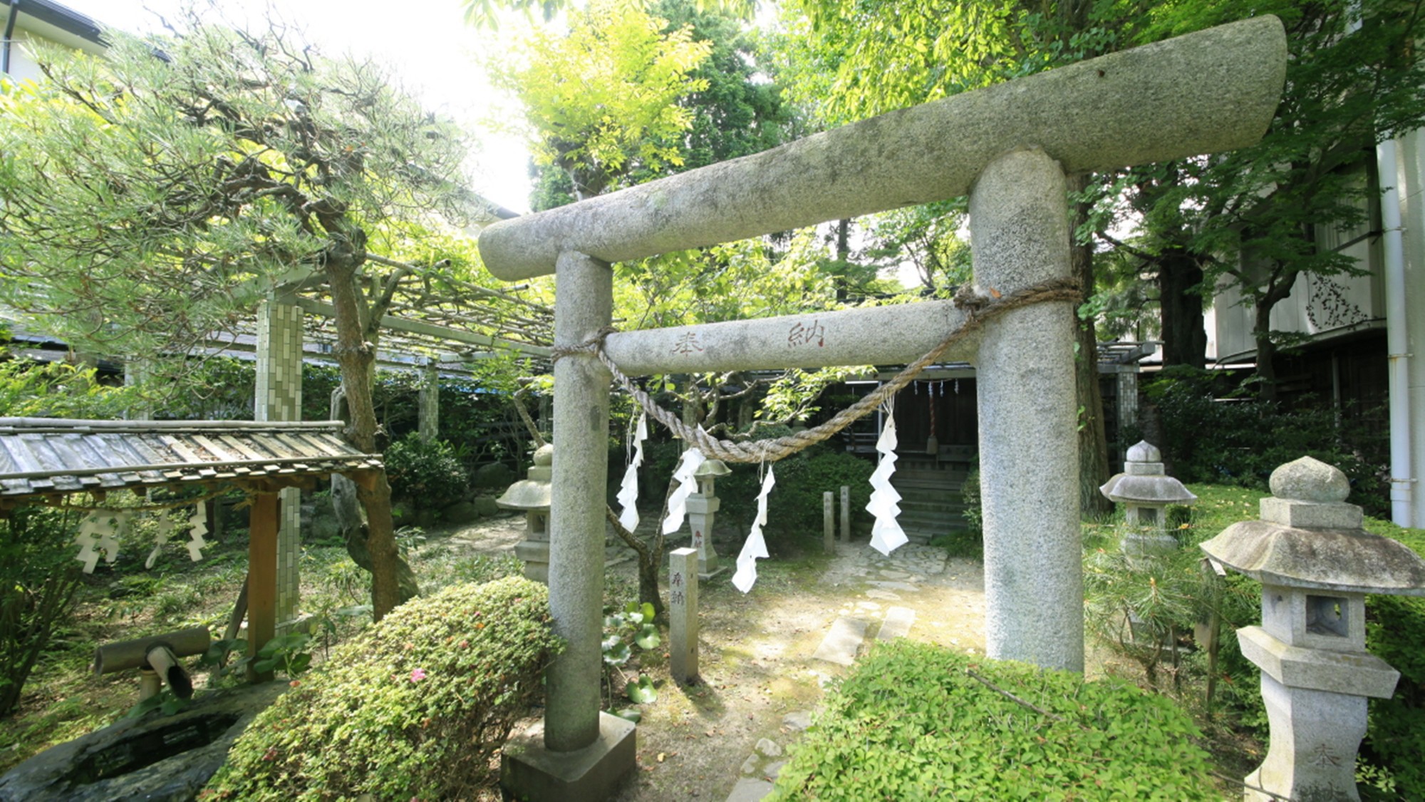 ■中庭／当館に鎮座している藤森稲荷