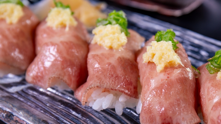 一品(別注)料理： 秋田錦牛炙り握り寿司