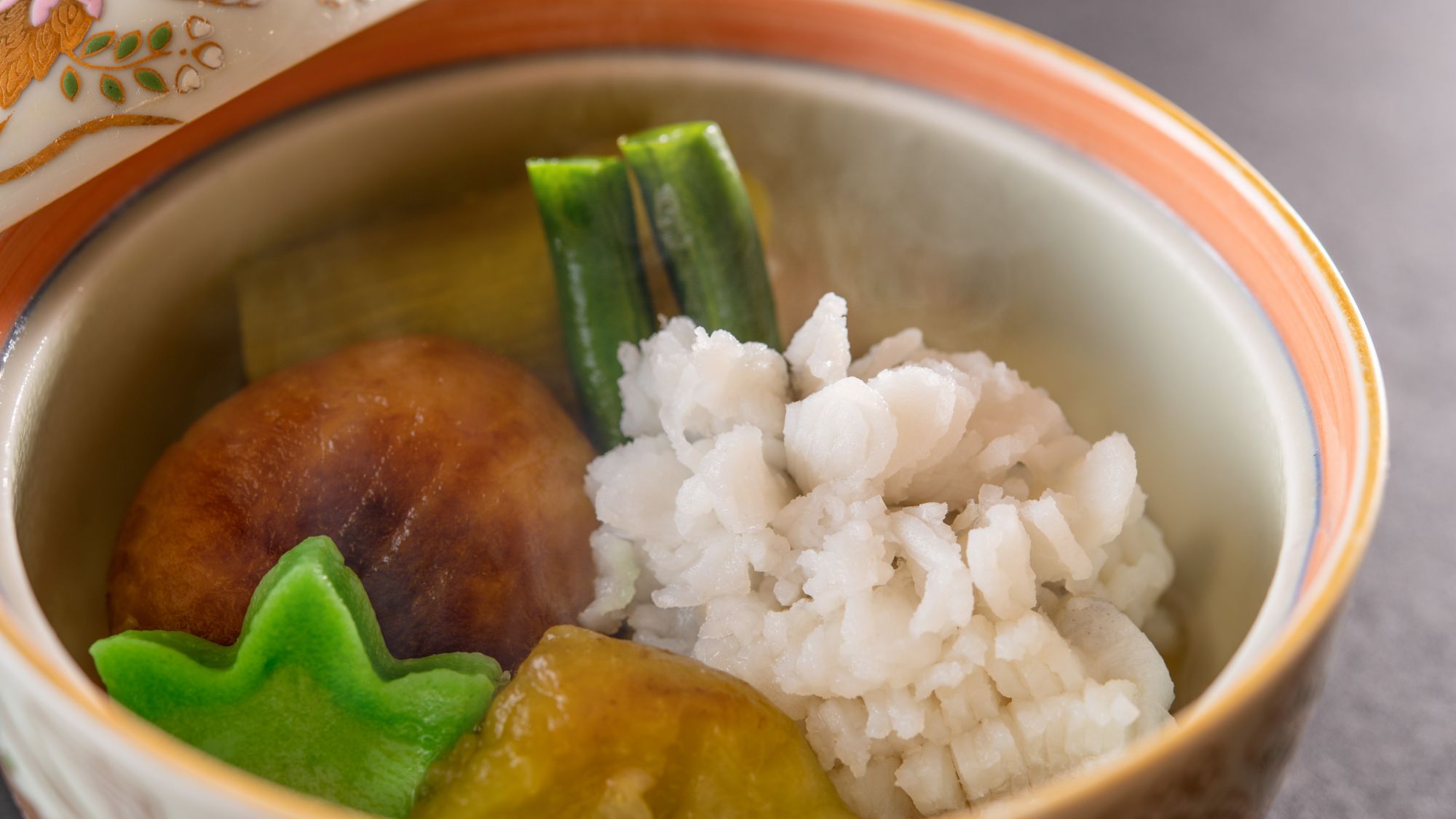 【土地の恵み会席/夏】冷やし鉢（鱧、焼き茄子、椎茸など）（6～8月）