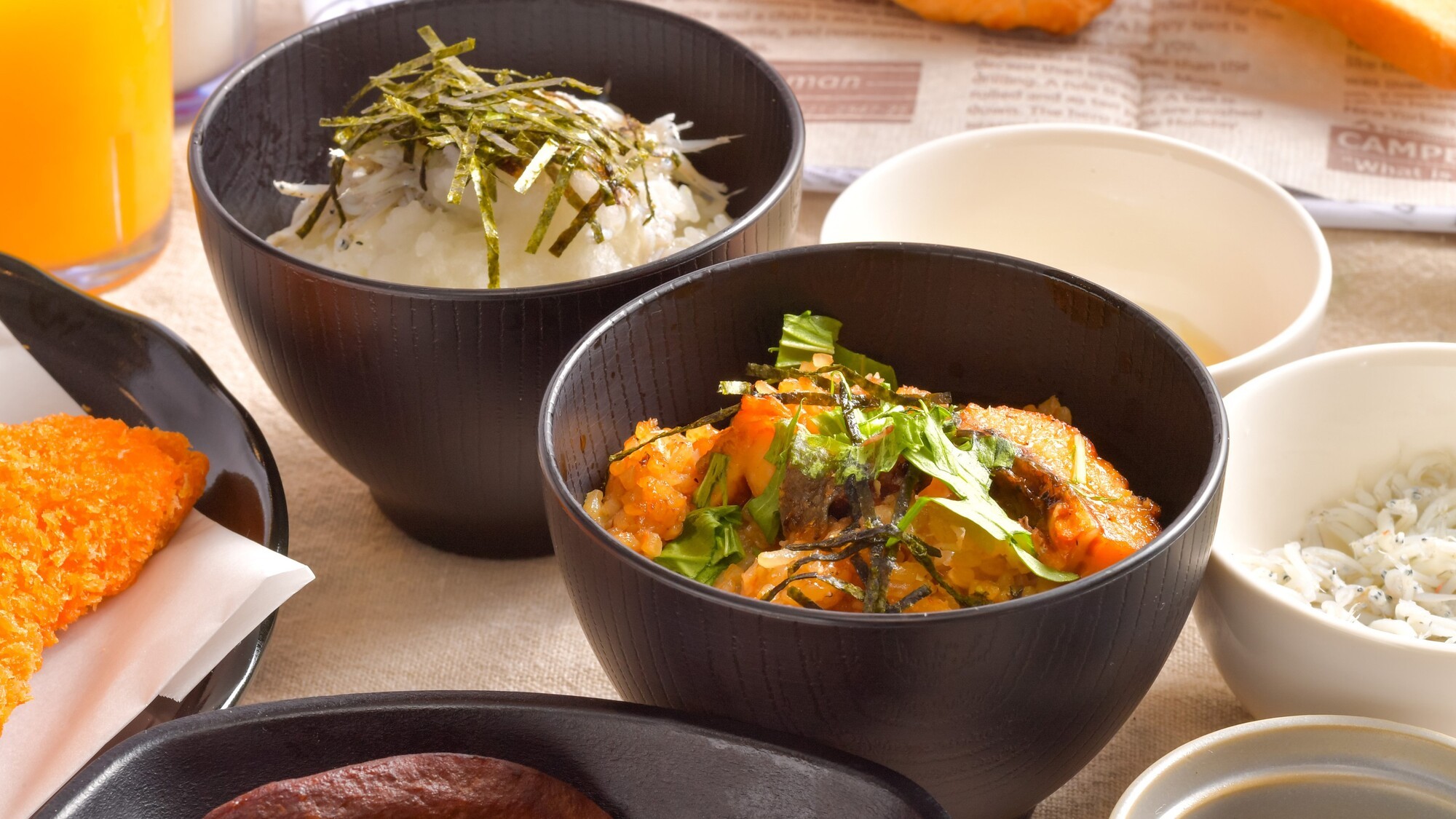 【朝食】ひつまぶしとしらすまぶし、どちらも美味です