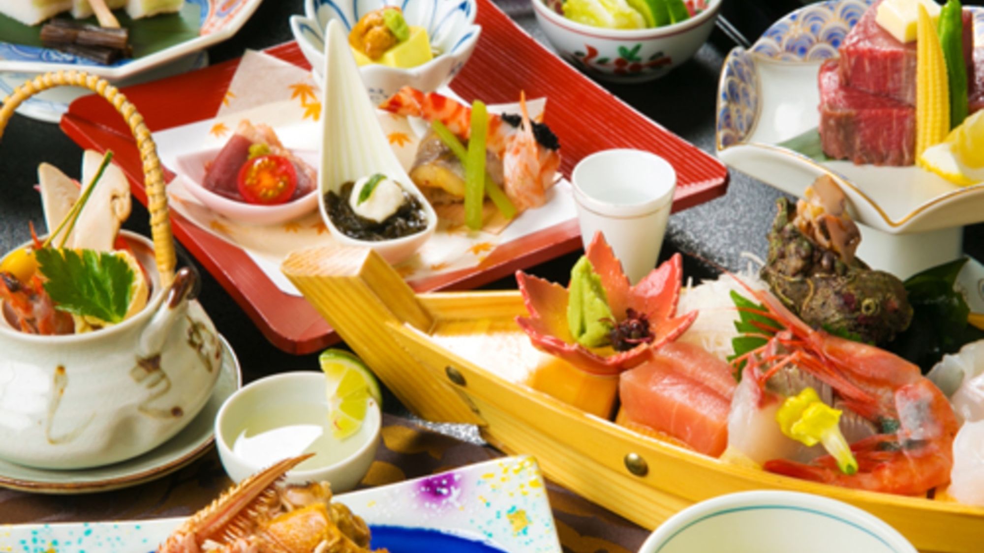 ◆ご夕食◆『蟹』と『ステーキ』が両方食べられるのが人気の会席♪おなか一杯召し上がれ♪