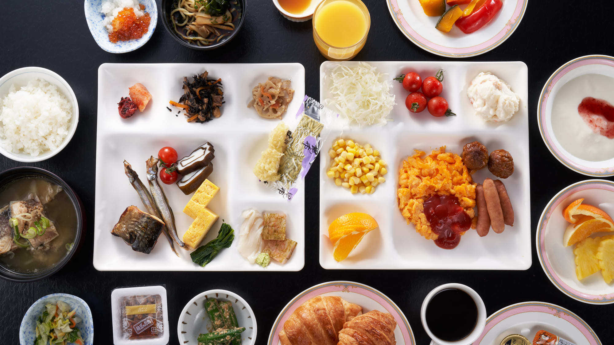 彩り豊かな朝食バイキング