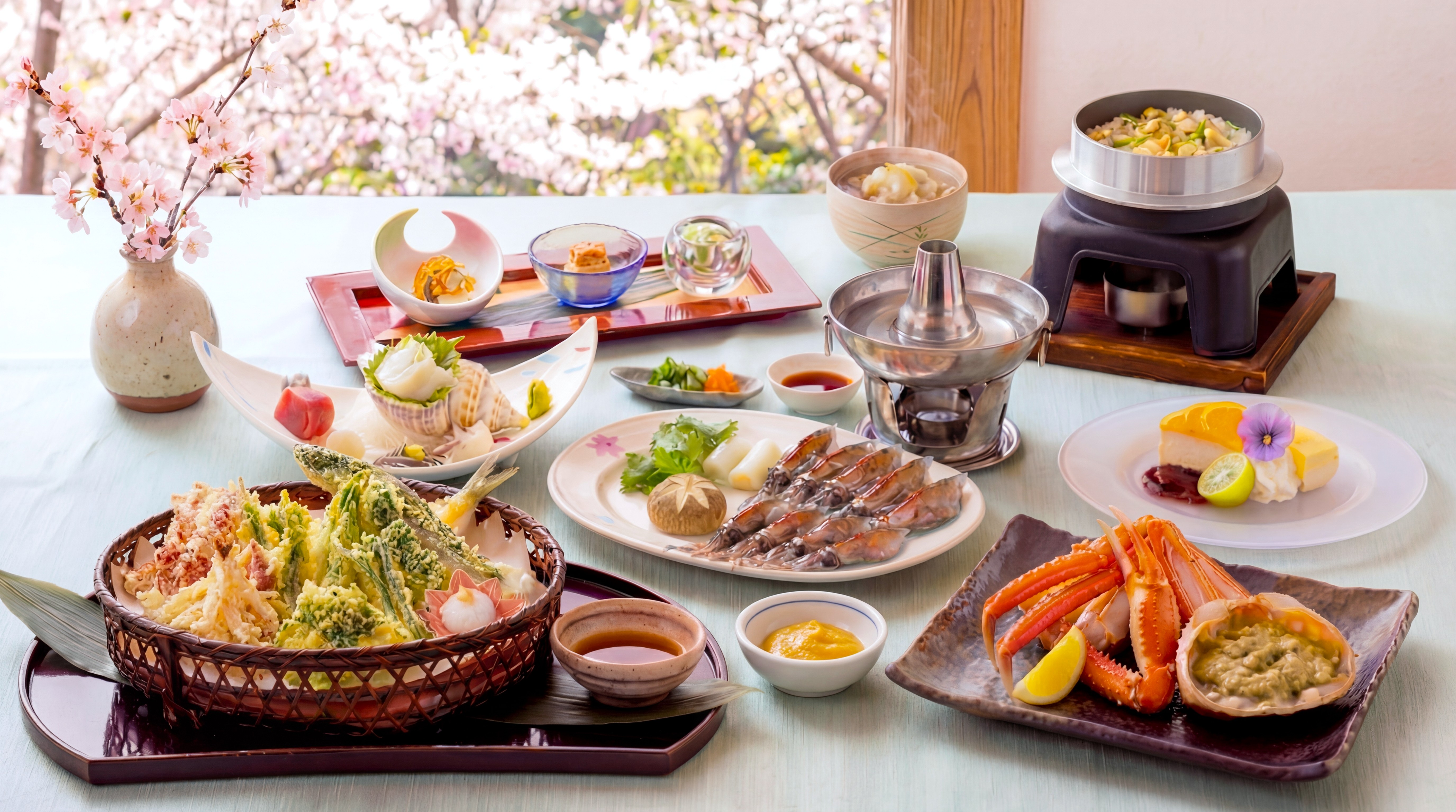 【期間限定】白えび　ホタルイカ　山菜　紅ズワイガニ　海と山の幸を味わうフルコース「富山春の味覚膳」