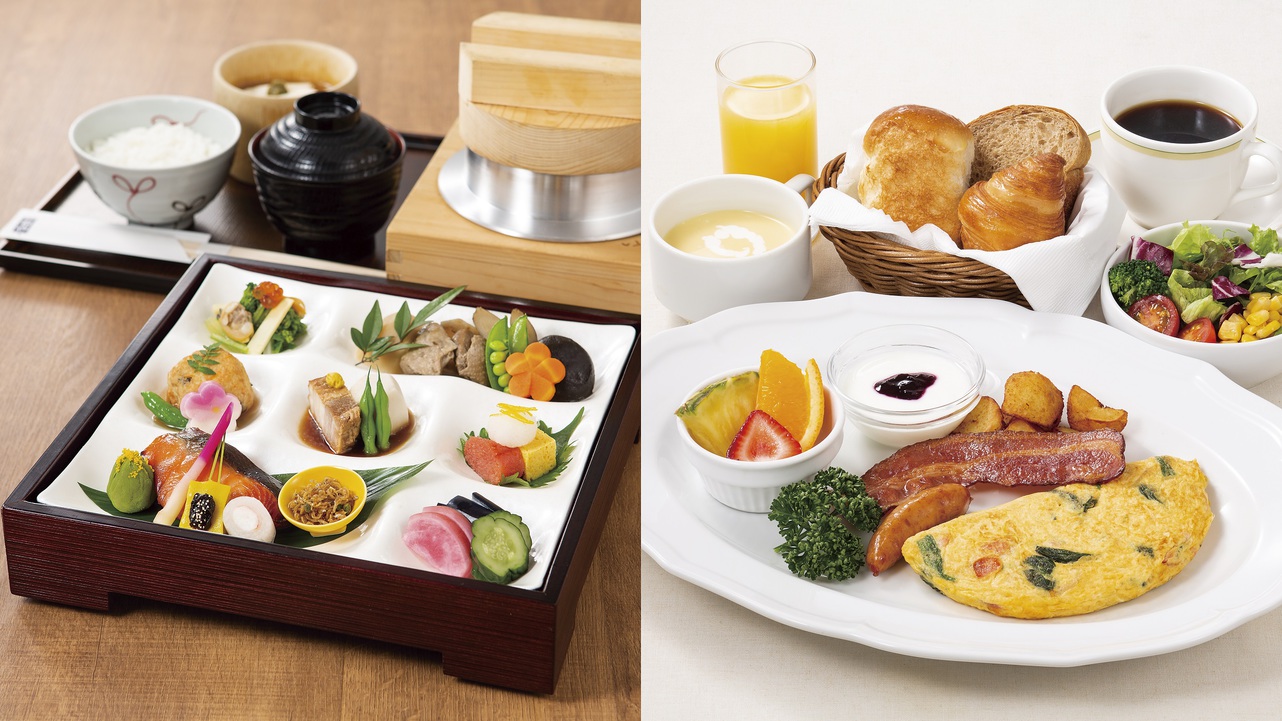 いねやの朝食■和と洋から選べる贅沢なホテルモーニングをどうぞお召し上がりください♪