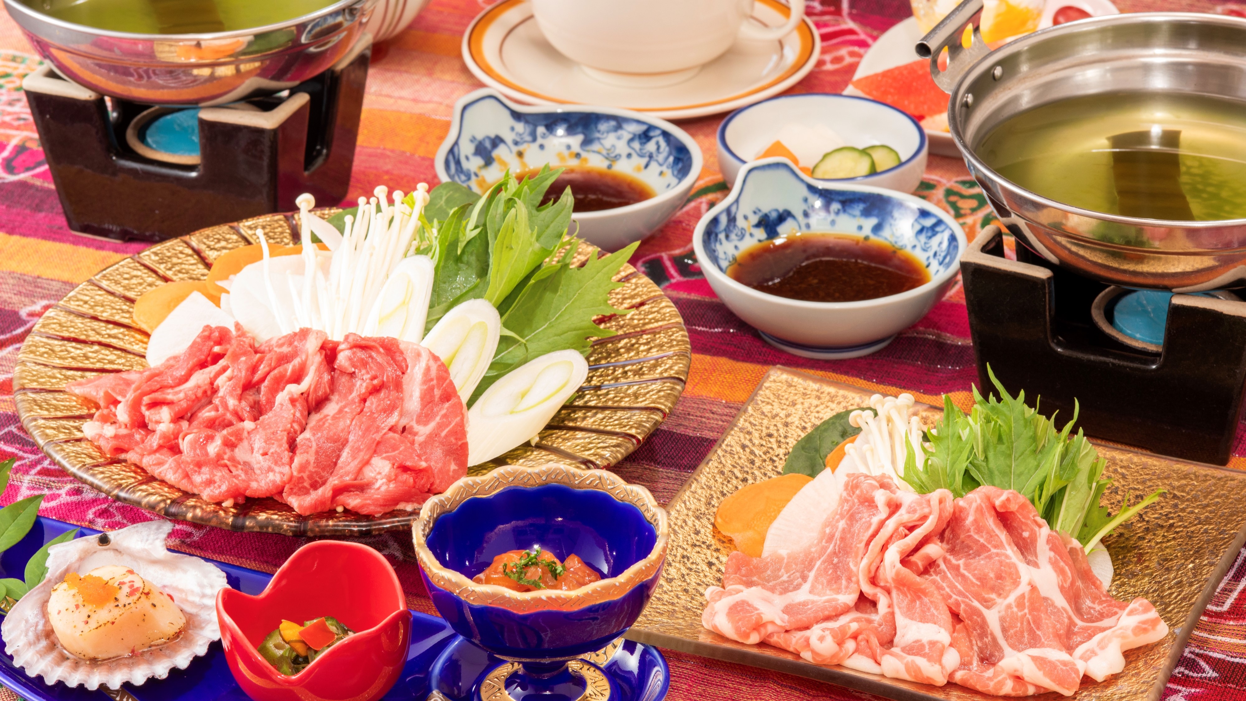 肉プラン(国産牛・国産豚しゃぶしゃぶ食べ比べ)