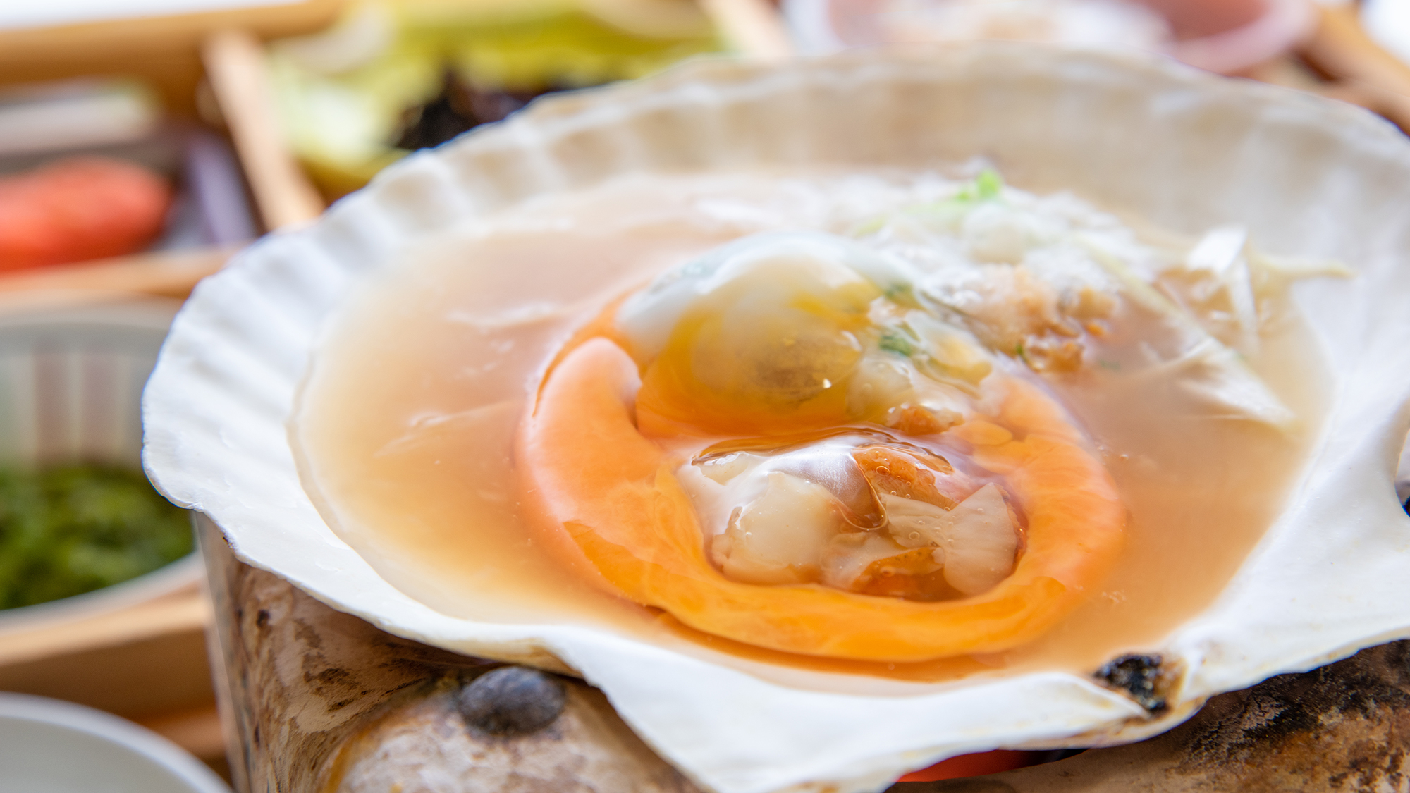*【朝食一例】青森の郷土料理「味噌貝焼き」は卵でとじる優しい味です