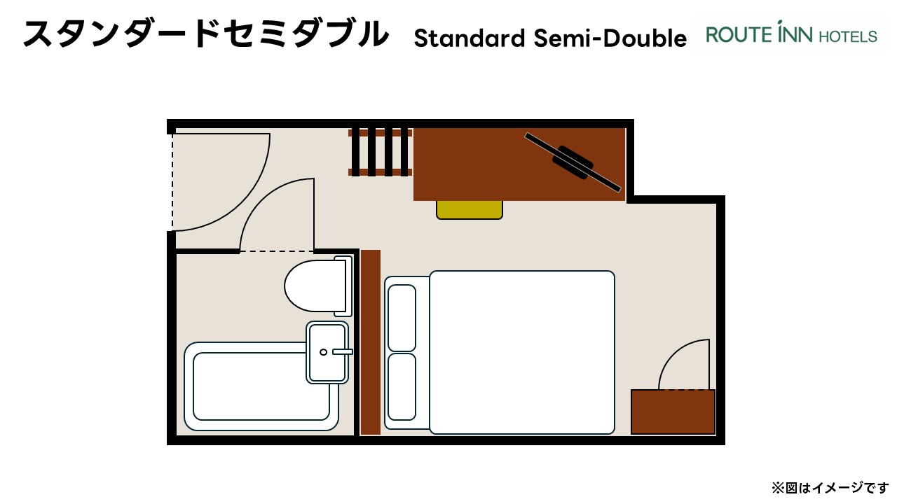 《スタンダードセミダブル》約11平米／140cm幅ベッド