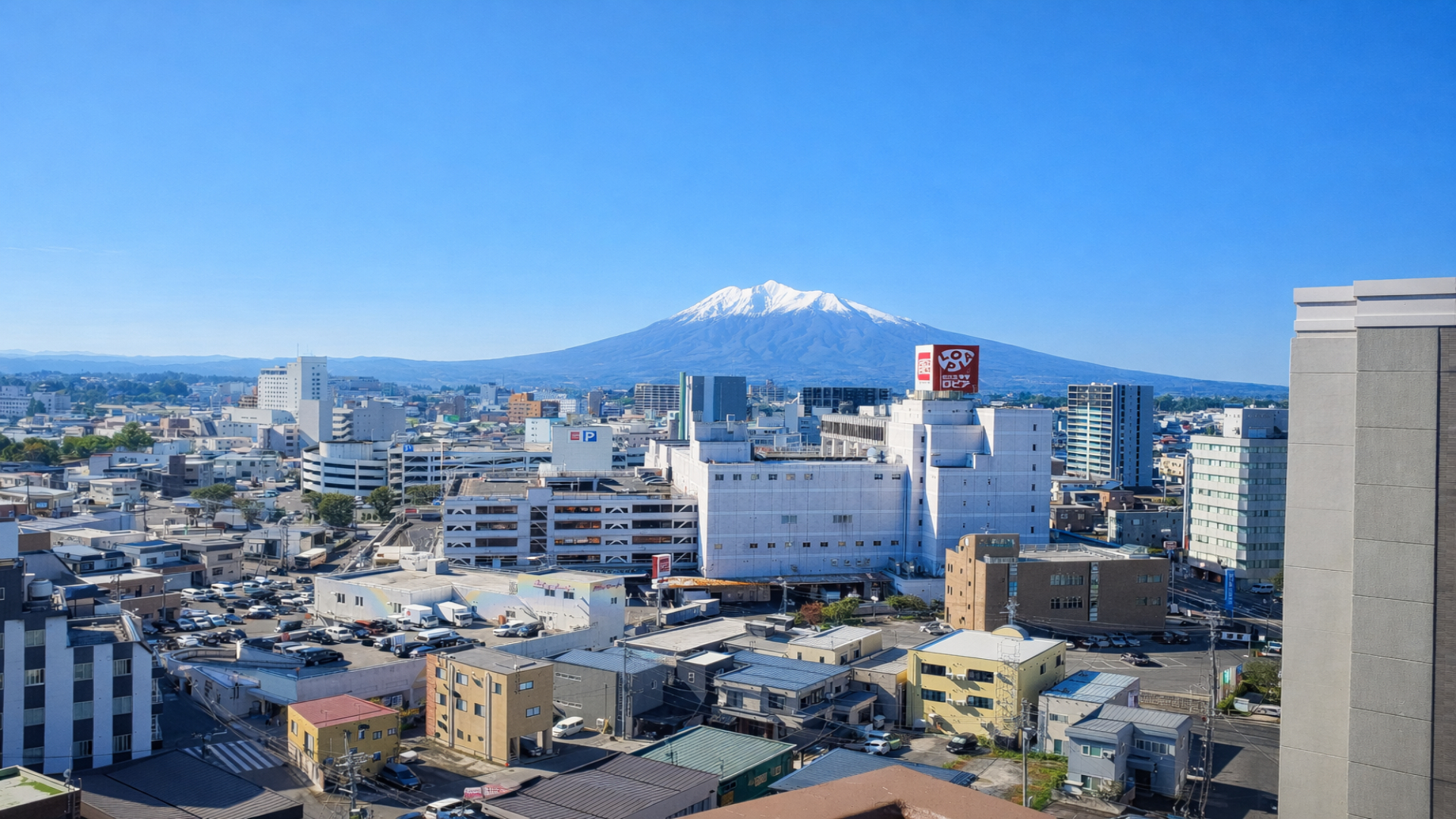 男性大浴場から見える岩木山