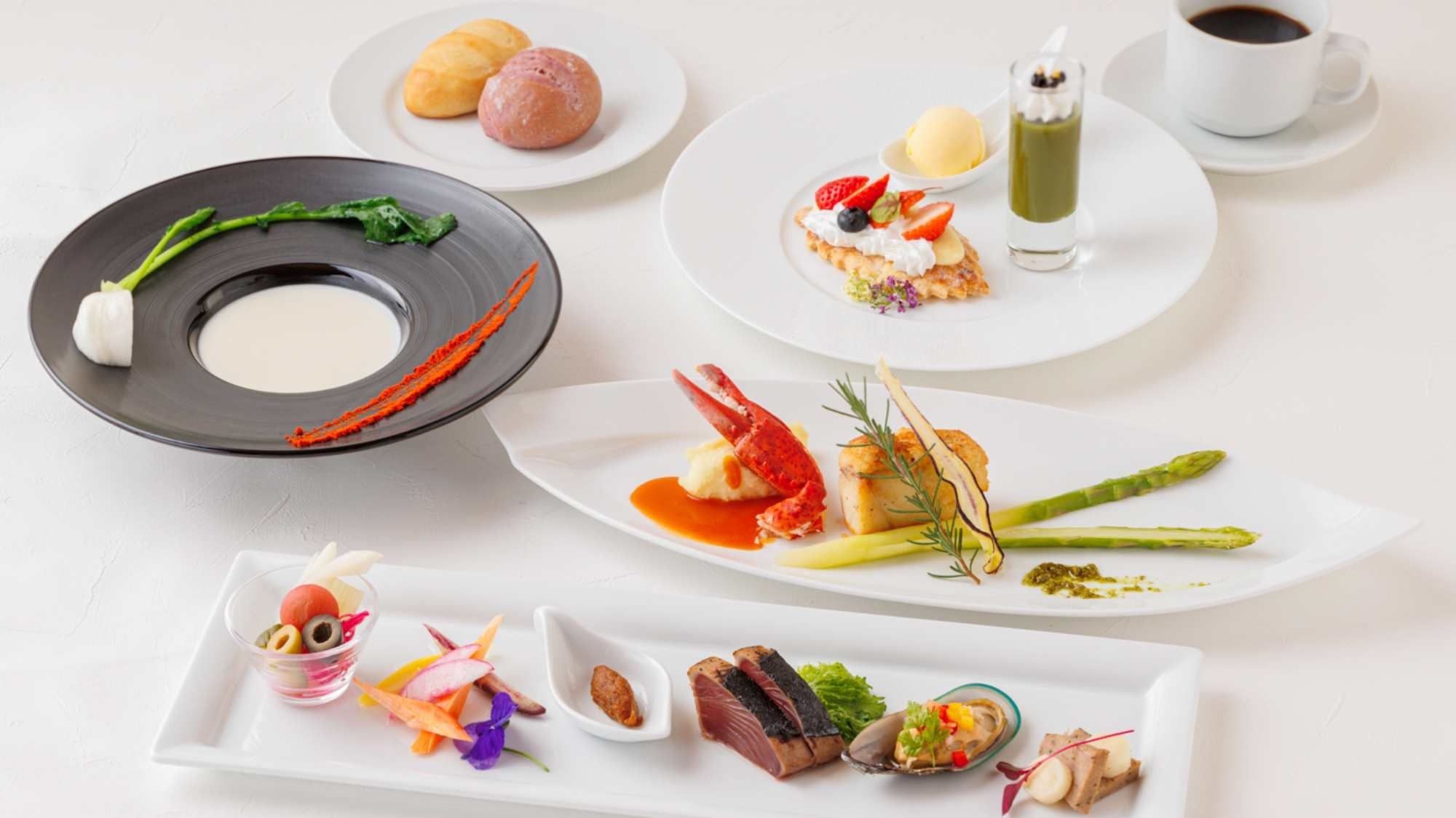 【春のレストランディナー】お肉orお魚から選べるメイン。旬の春野菜や地元食材とともに＜2食付＞