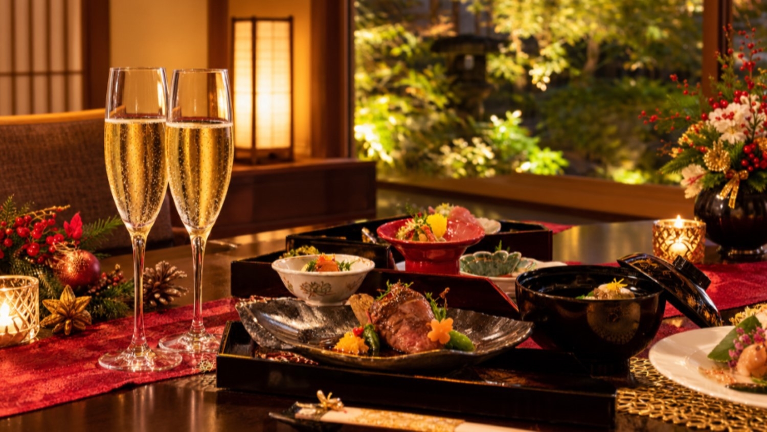「湖畔に佇む老舗の温泉宿で愉しむ大人のクリスマス」クリスマス会席 ☆スパークリングワイン付