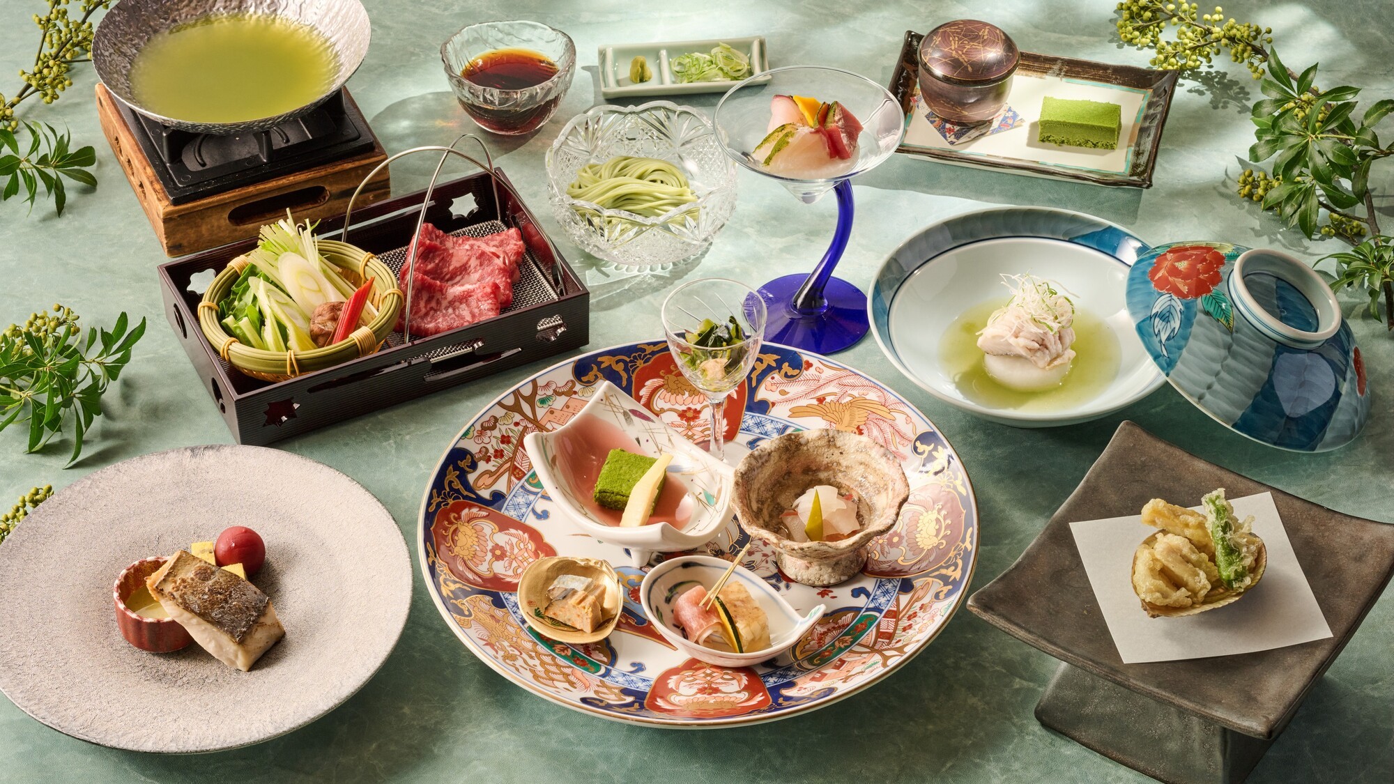 お茶と新緑が奏でる会席