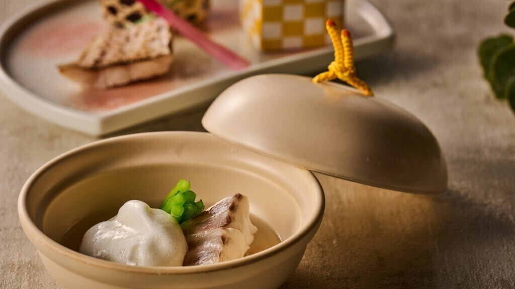 寒平目柚子淡雪蒸し