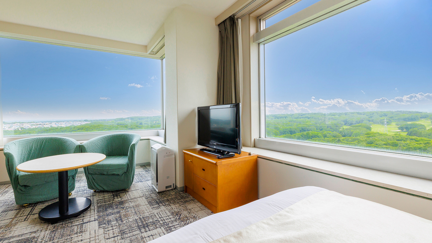 【パノラマビューツイン】32平米／セミダブルベッド×2