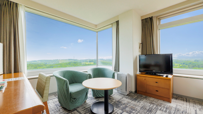 【パノラマビューツイン】32平米／セミダブルベッド×2