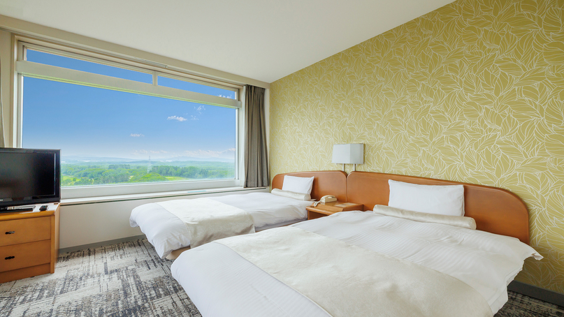 【パノラマビューツイン】32平米／セミダブルベッド×2