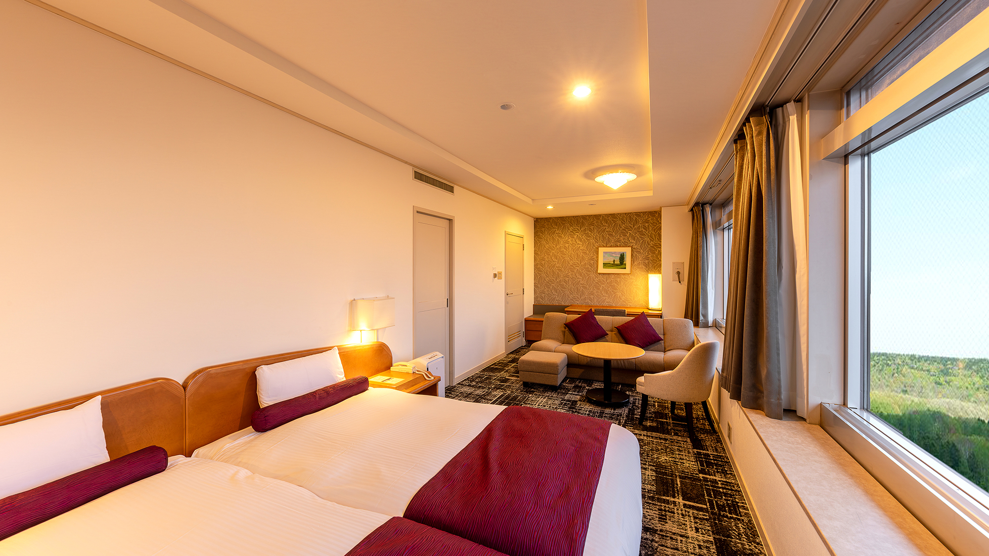 【スーペリアツイン】ベッドから雄大な景色を眺めて