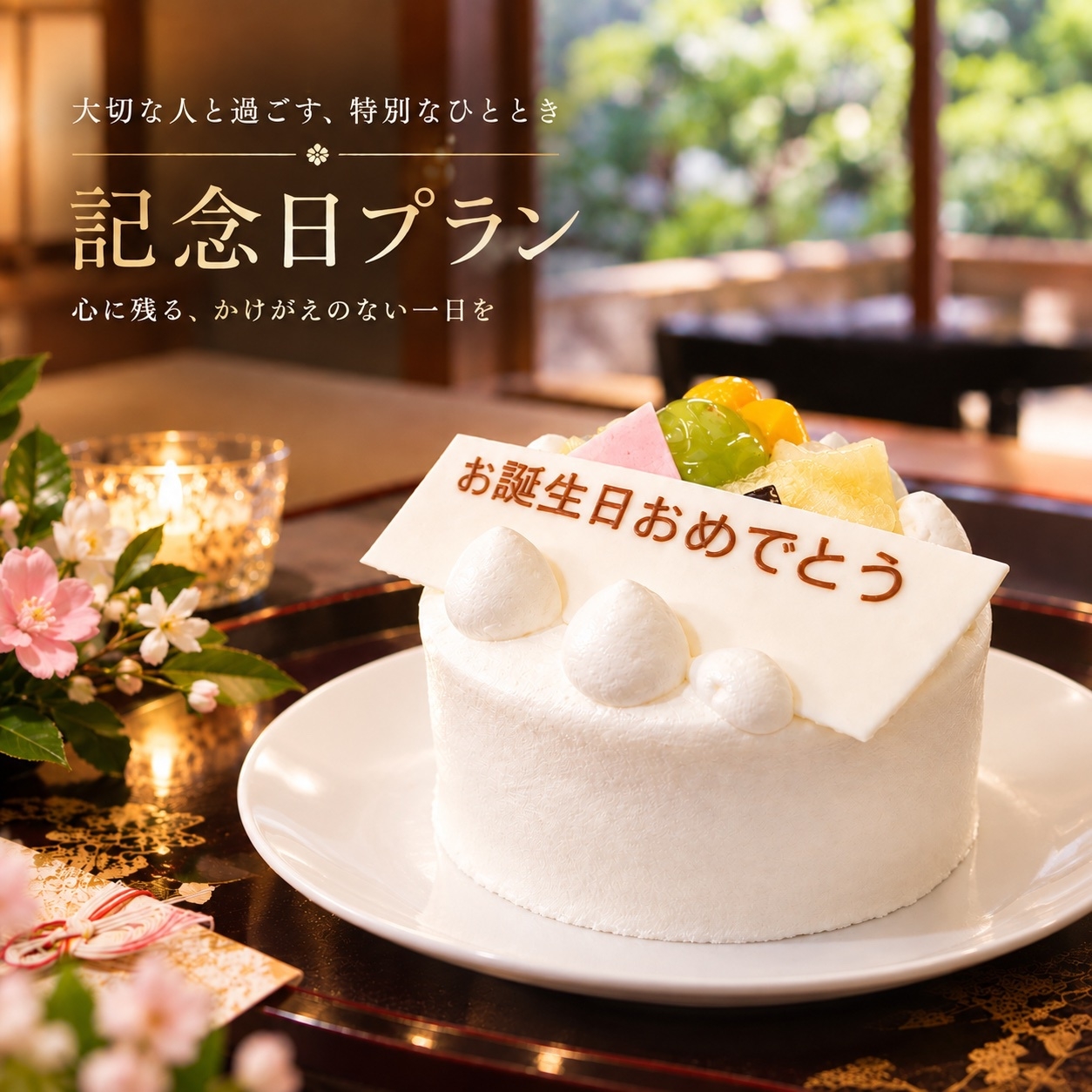 記念日プラン（貸切風呂＋ホールケーキ付き） 1泊2食付