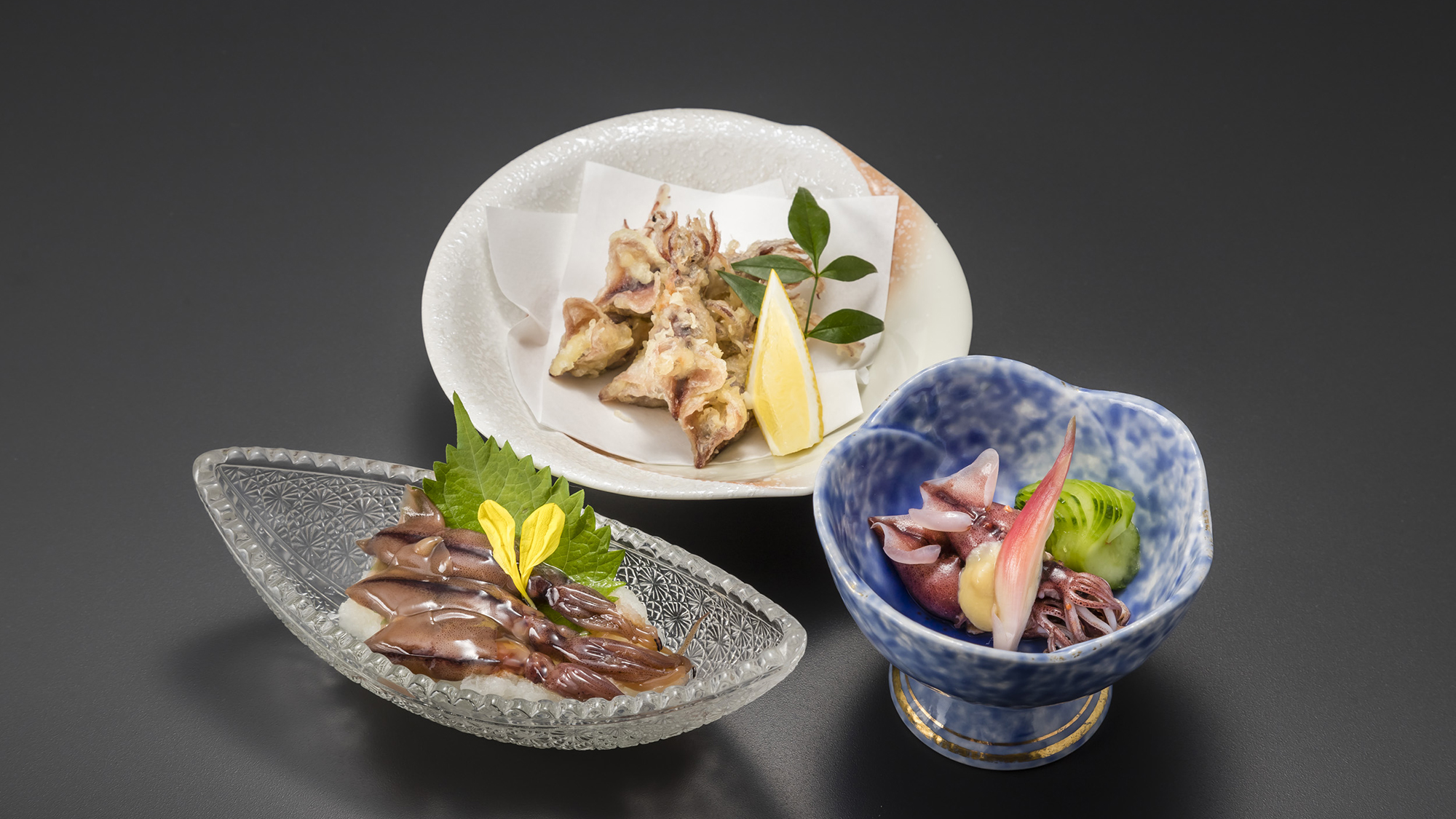 【事前予約料理】＜3～7月＞ホタルイカ食べ比べ三種（酢味噌・沖漬け・天ぷら）　※5日前までのご予約