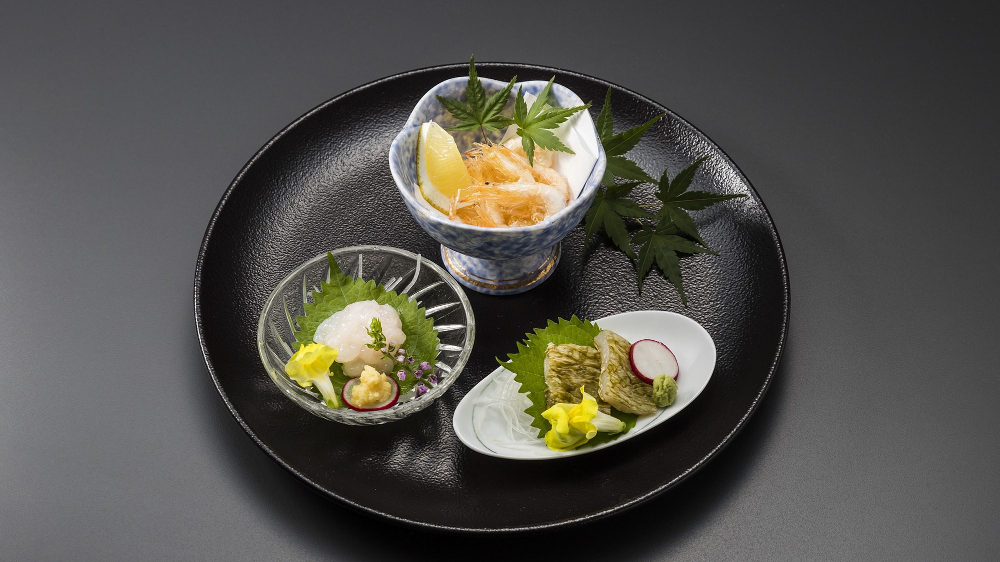 【事前予約料理】白海老三種（刺身・昆布〆・素揚げ）　※5日前までのご予約