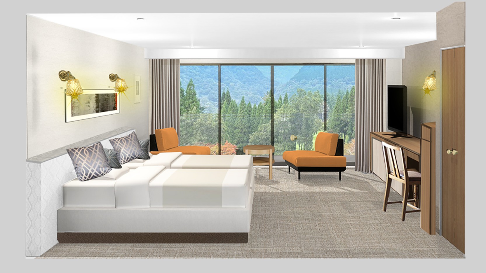 【4階デラックスツイン（イメージ）】45㎡（洗面所等含む）