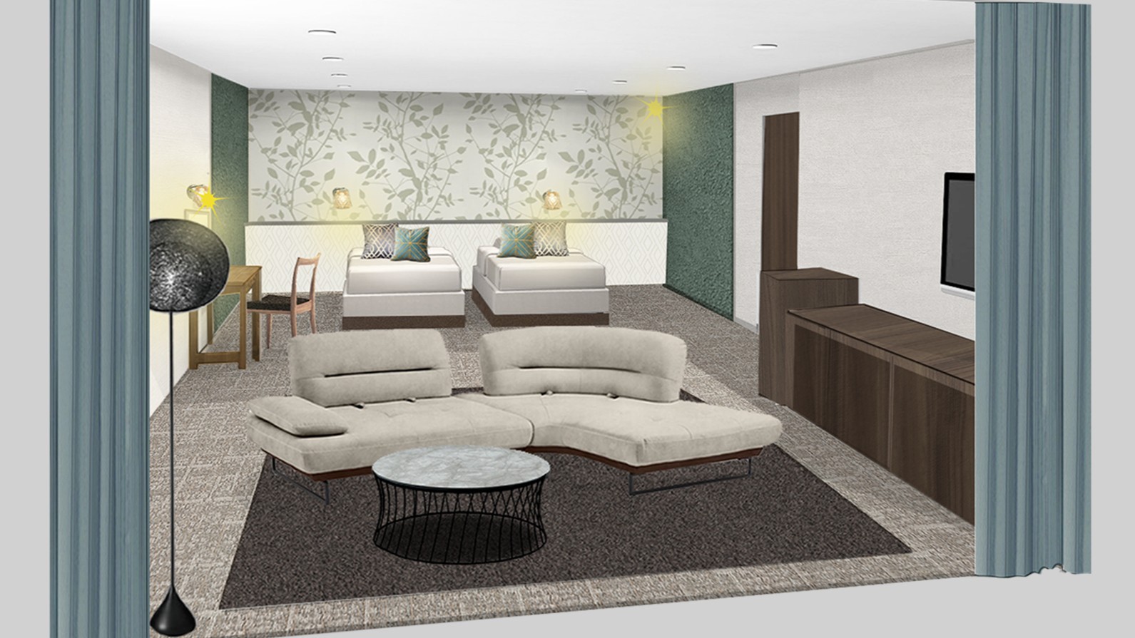 【4階ジュニアスイート和洋室（イメージ）】洋室｜ベッド2台