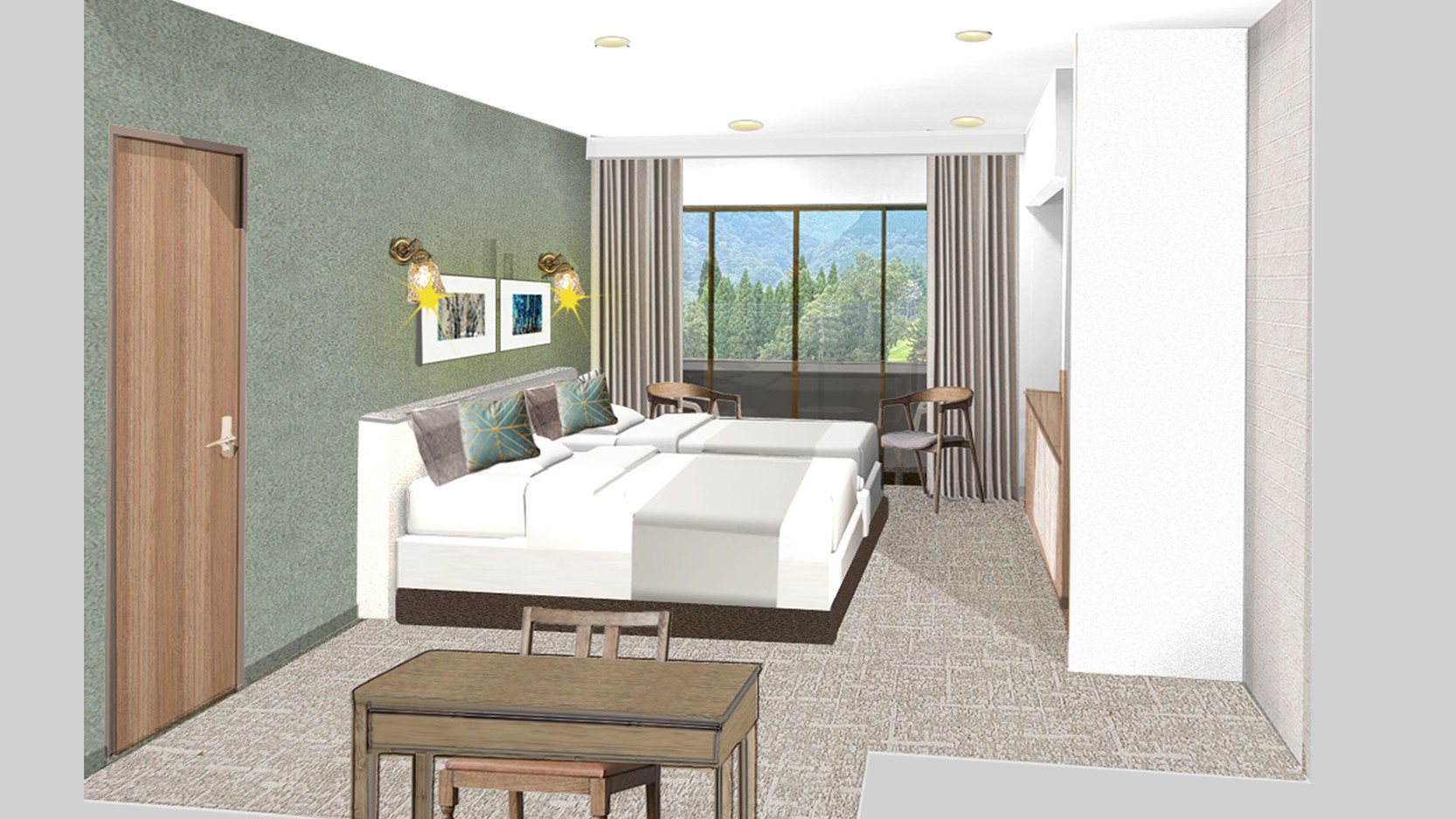 【4階コンフォート和洋室（イメージ）】洋室｜ベッド2台