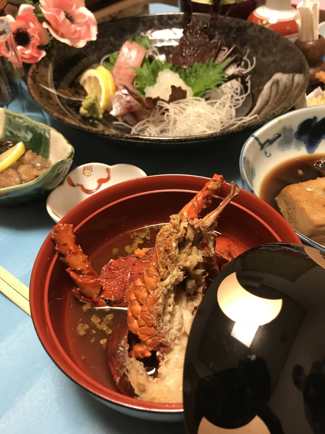 ★漁期だけの提供★ 伊勢海老の具足煮+伊勢海老刺身+あわび焼き