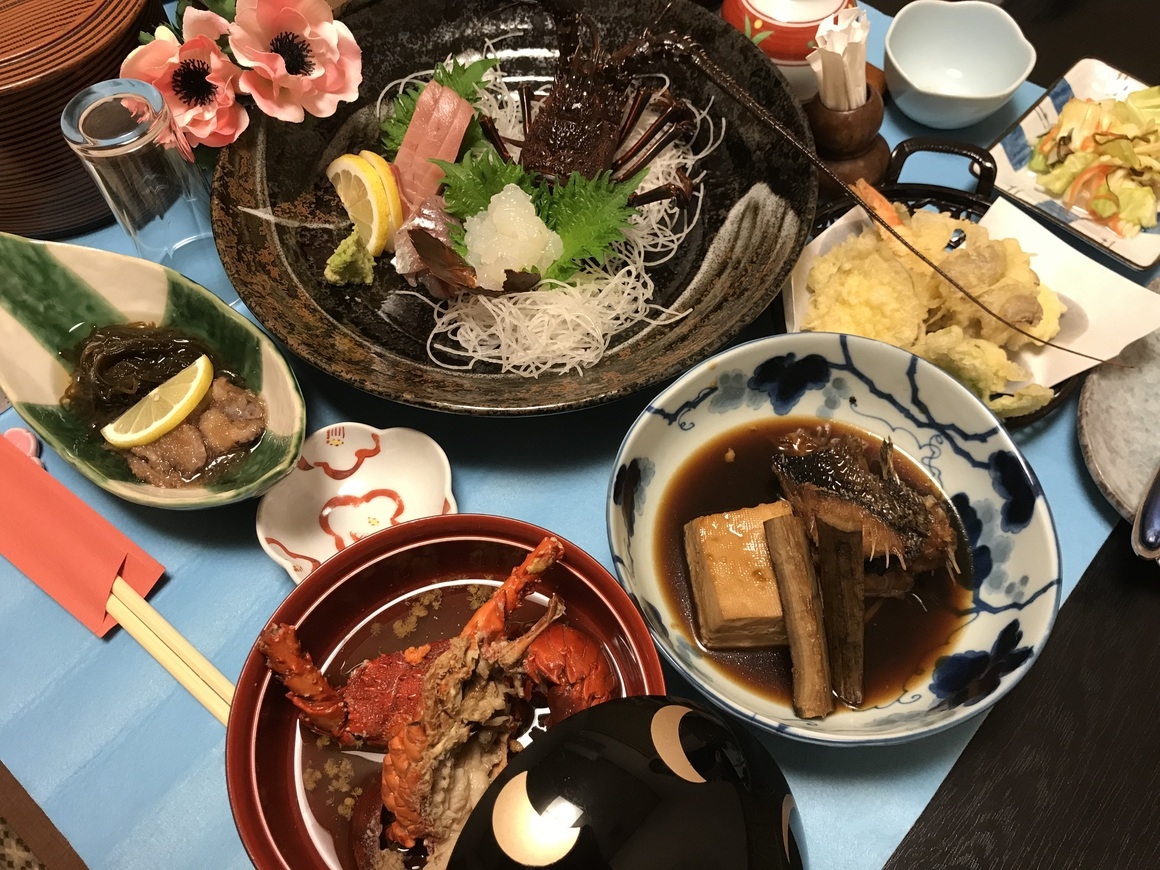 ★漁期だけの提供★ 伊勢海老の具足煮+伊勢海老刺身+あわび焼き