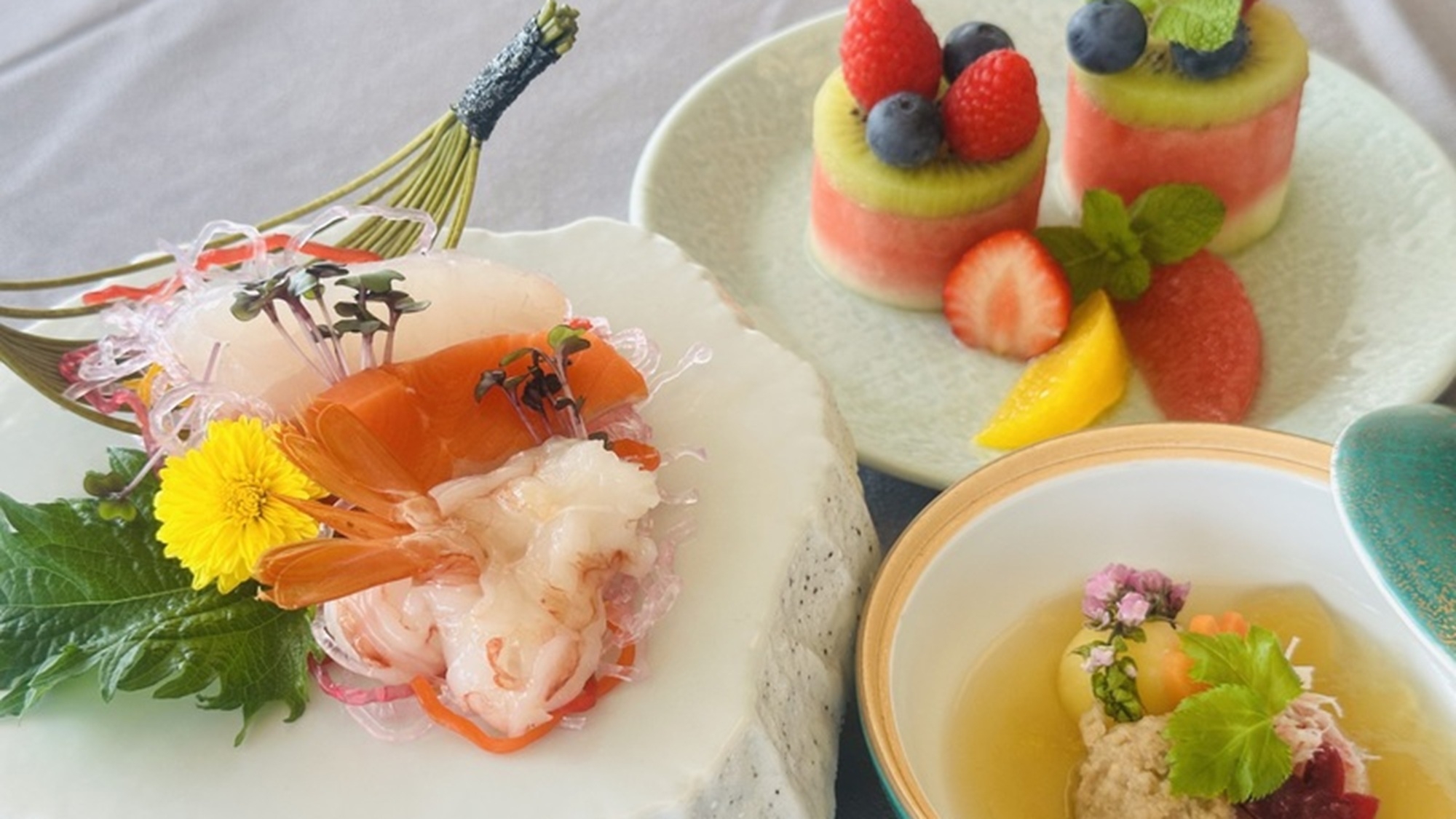 和食も洋食もどちらも味わいたい方にぴったり和洋折衷コース「彩〜Sai〜」／１７:１５夕食