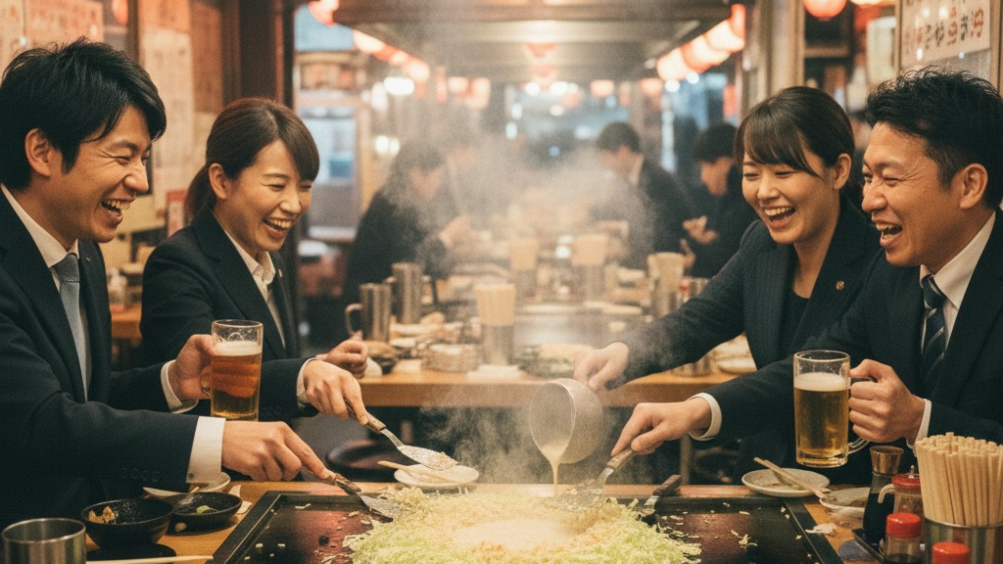 ホテル近くで地元名物「もんじゃ焼き」が食べられる！※イメージ