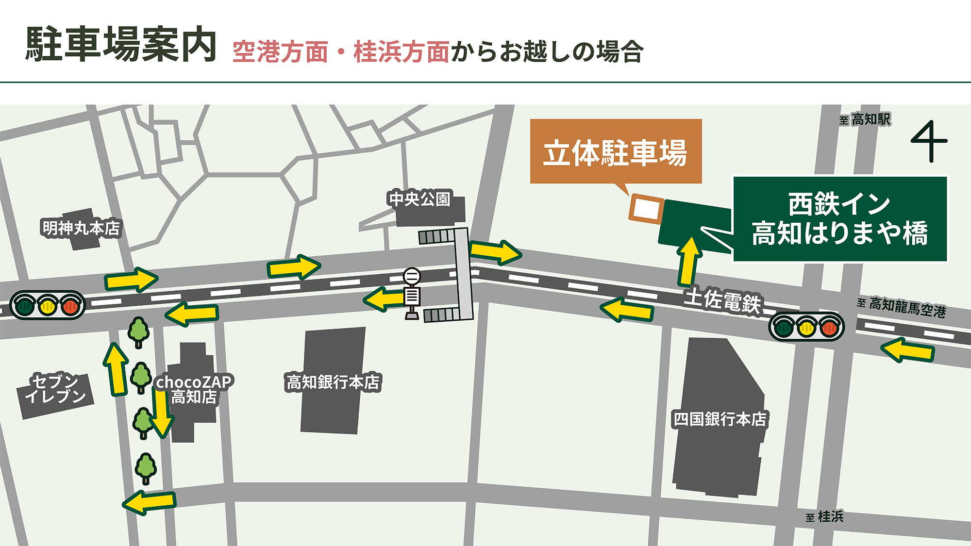 【駐車場案内】空港方面・桂浜方面からお越しの場合