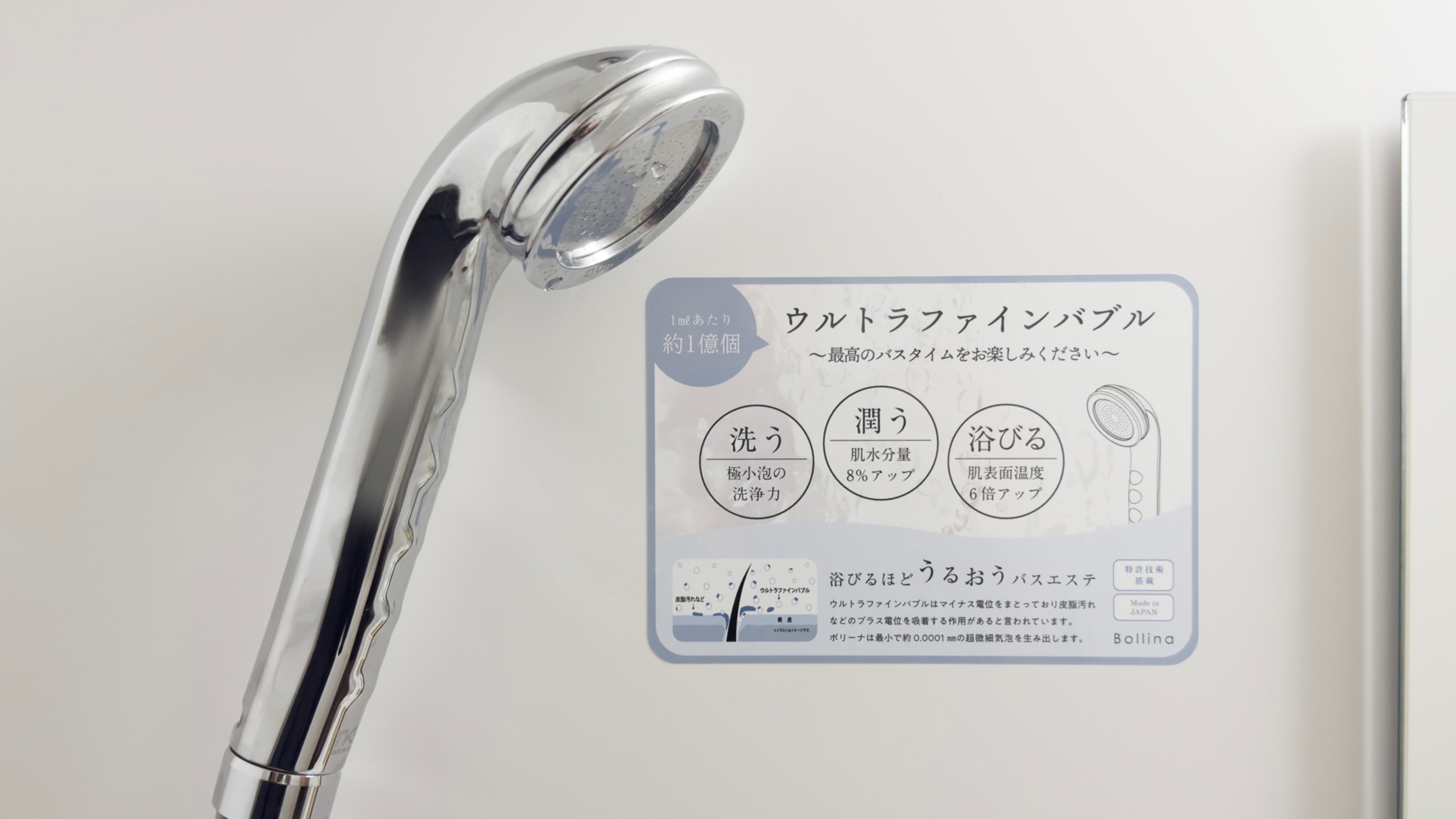浸透力の高い健康イオン水をウルトラファインバブルのシャワーヘッドで体感♪