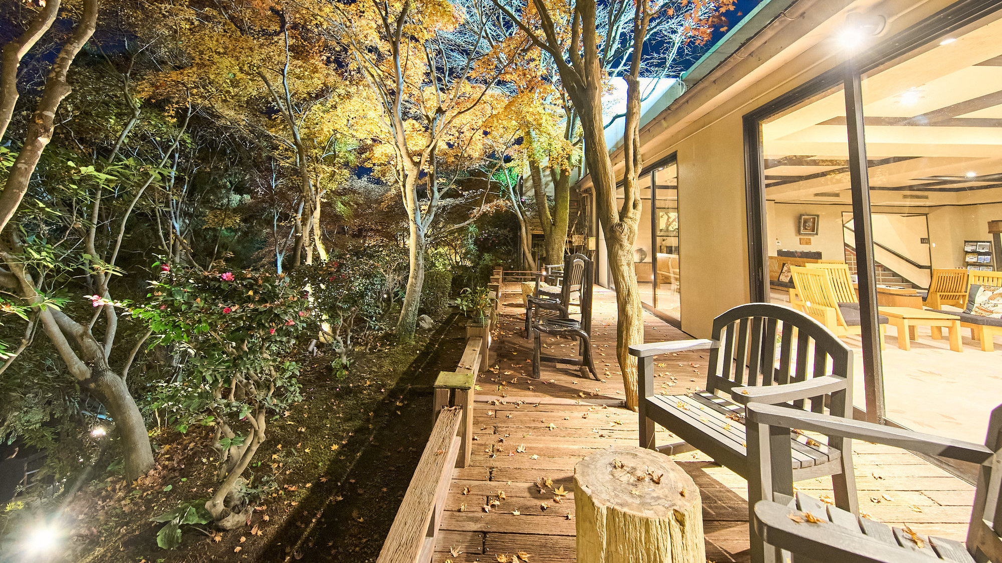 【ウッドデッキテラス（夜）】