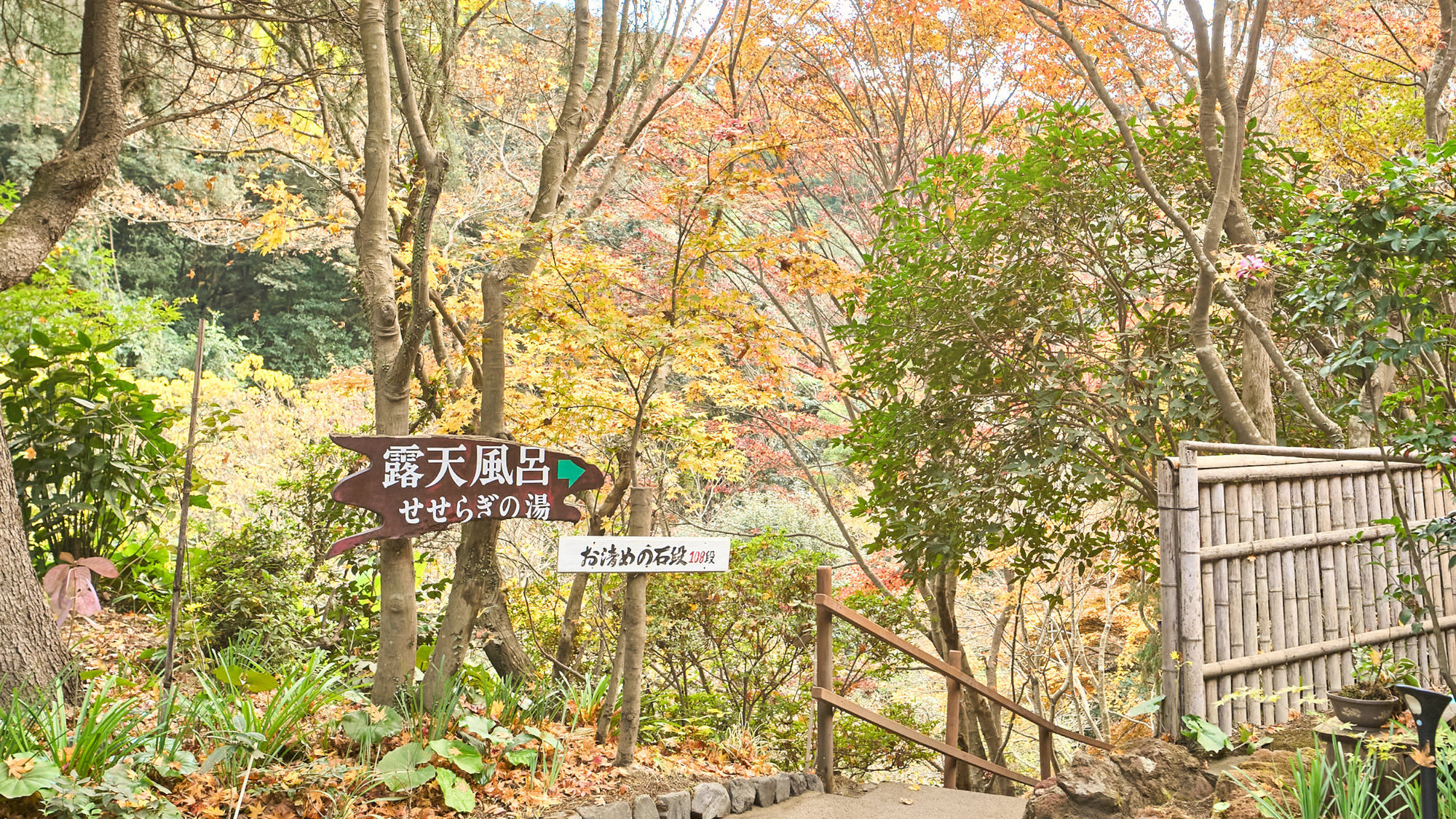 貸切り制露天風呂&hellip;せせらぎの湯への階段