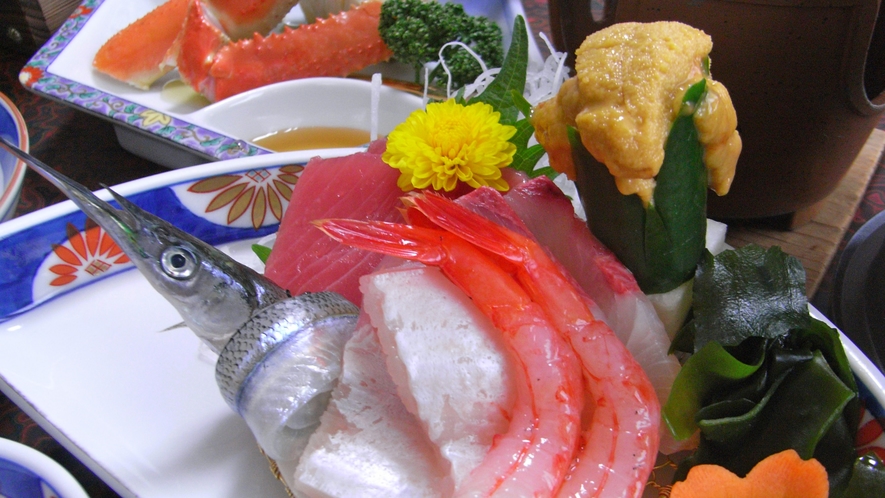 *夕食一例(グレードアップ)/新潟の海鮮はとにかく鮮度が抜群！