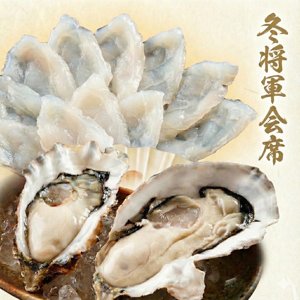 ＜一人旅歓迎＞【厳寒の高級食材でおもてなし】天然とらふぐ＆高級牡蠣の両コース良いとこ取り♪冬将軍会席