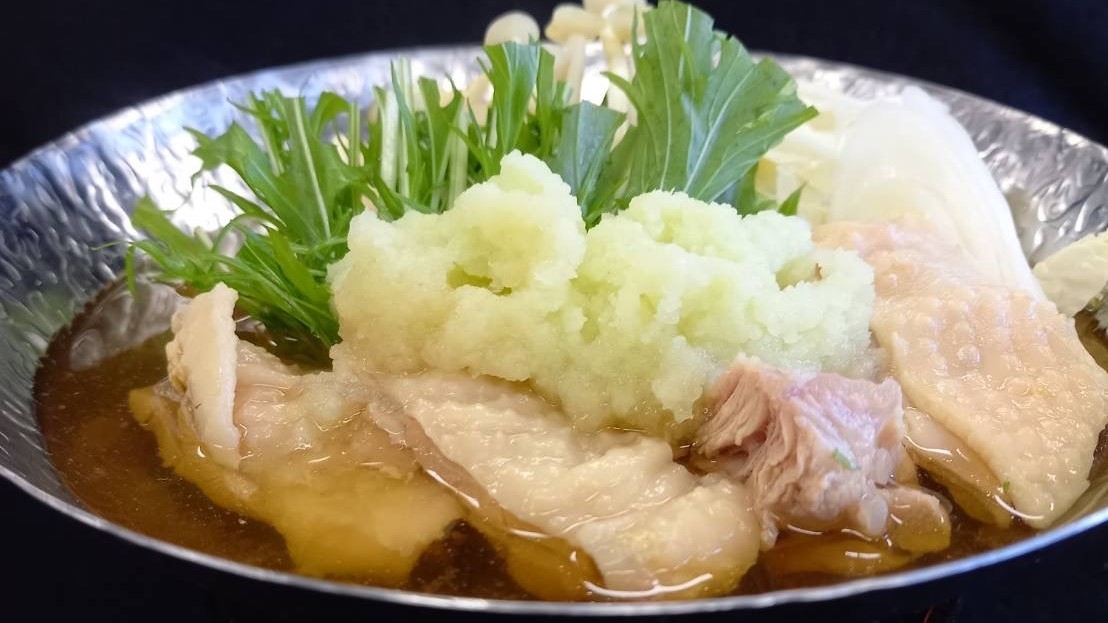 【上州地鶏×会場食】濁り湯とＪＡＳ認定の希少な“上州地鶏”を「みぞれワサビ鍋」で味わう♪
