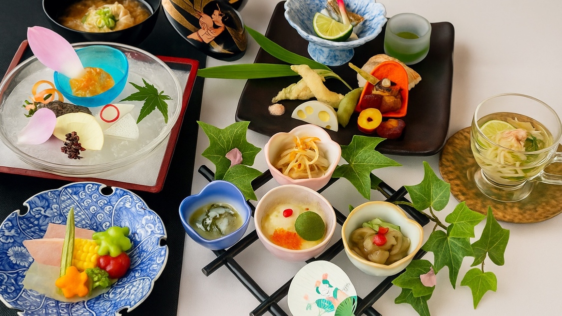 【季節の彩会席】オススメ★月替わり逸品付スタンダード会席♪旬の美味をお届け！＜翌日無料入館券付＞