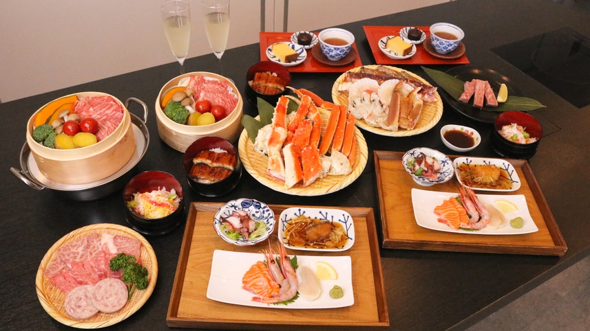 【楽天スーパーSALE】タラバ蟹＆本ズワイ蟹食べ放題！国産和牛・鮮魚◎飲み放題付ビュッフェ120分