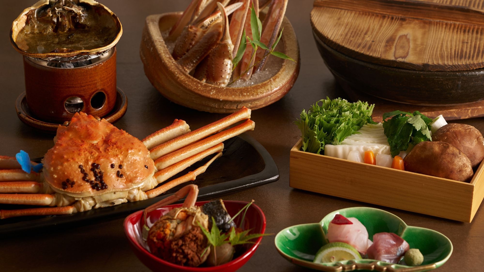 【冬】タグ付き活松葉蟹二杯を蟹しゃぶとお好みに合わせた調理で愉しむ蟹尽くし【AP】