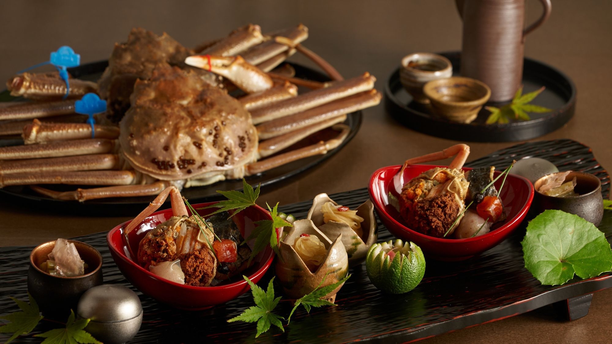 【冬｜特選】＜希少な１㎏級厳選＞タグ付き活松葉蟹お一人様一杯の豪快、蟹尽くし【AB】