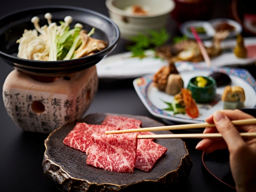 【人気の基本プラン】長野県産牛すき焼き会席と温泉を堪能　無料貸切風呂も