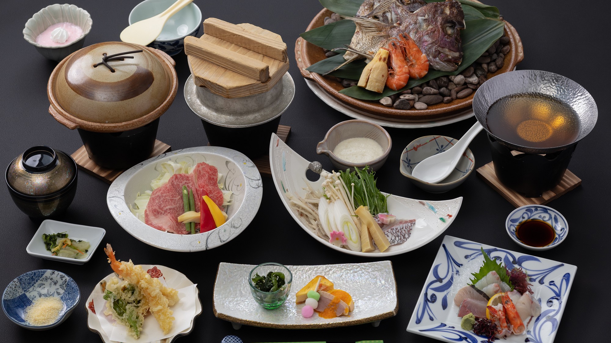 【汐彩の膳】黒毛和牛・県産魚など瀬戸内の旬の味覚をご堪能下さい♪(写真はイメージです)