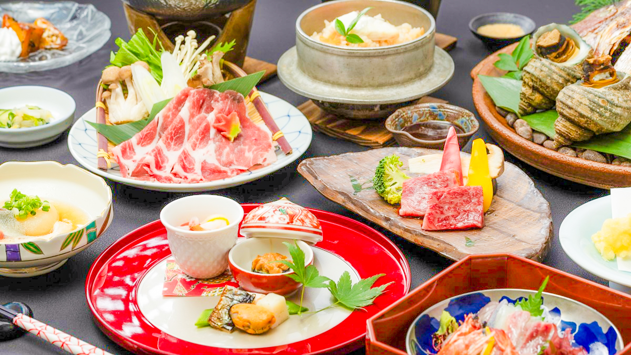 【汐彩の膳】黒毛和牛・県産魚など瀬戸内の旬の味覚をご堪能ください♪（写真はイメージです）