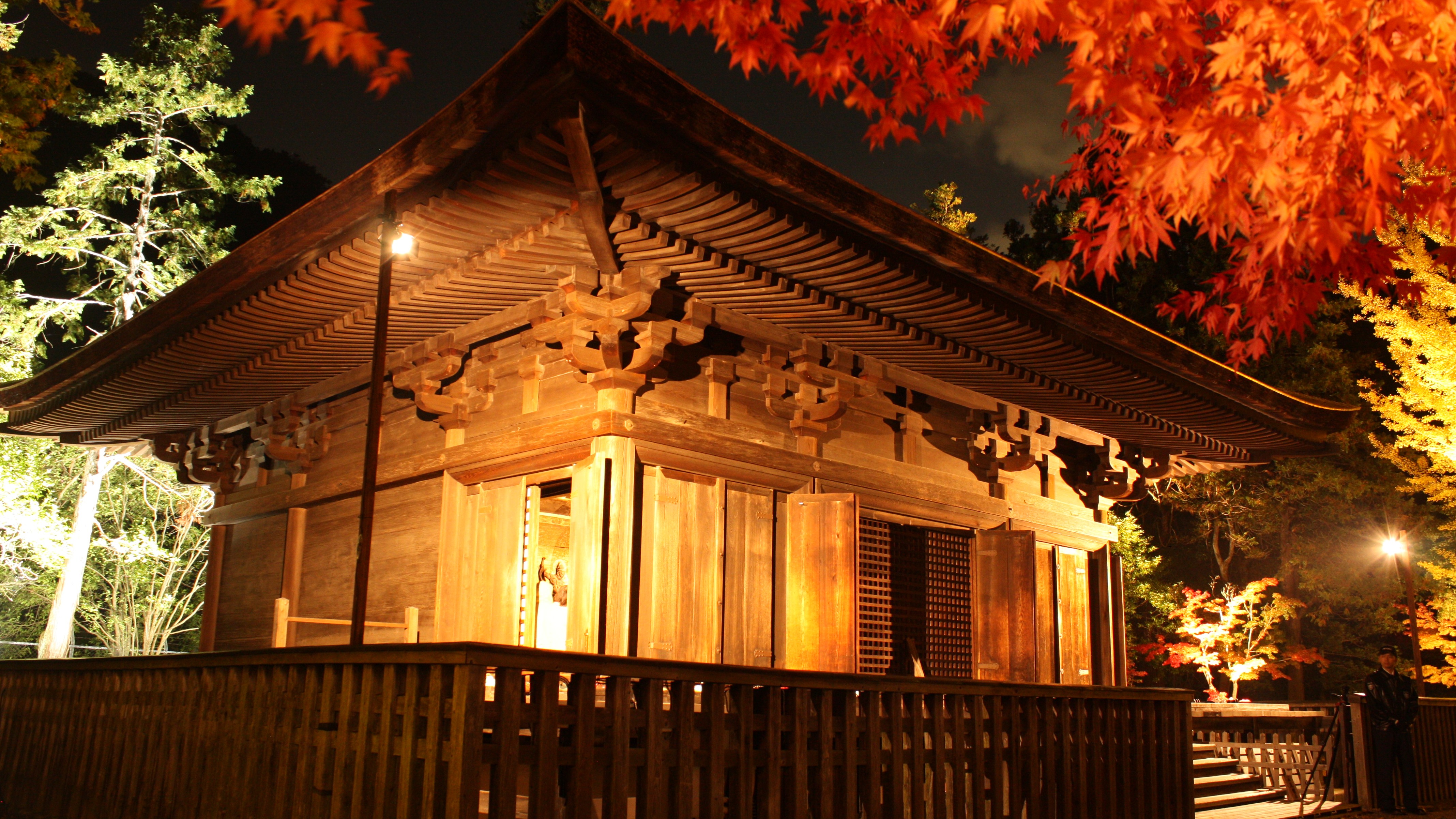 国宝　白水阿弥陀堂　ライトアップ