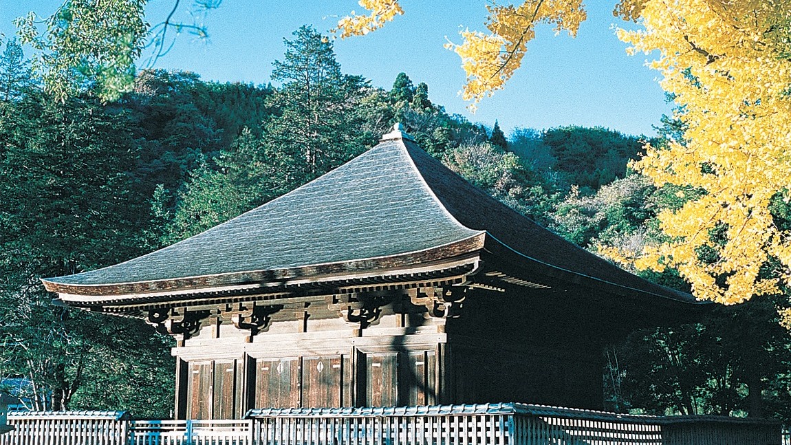  国宝　白水阿弥陀堂　秋